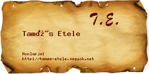 Tamás Etele névjegykártya